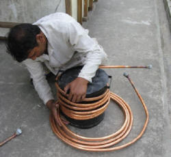 wrapping heat exchanger tubing